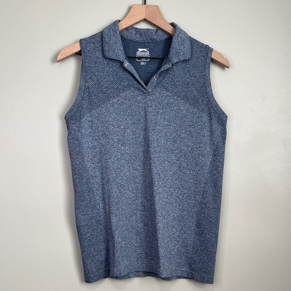 Slazenger Blue Sleeveless Polo Shirt Golf Tank Top Womens Medium - Picture 1 of 7
